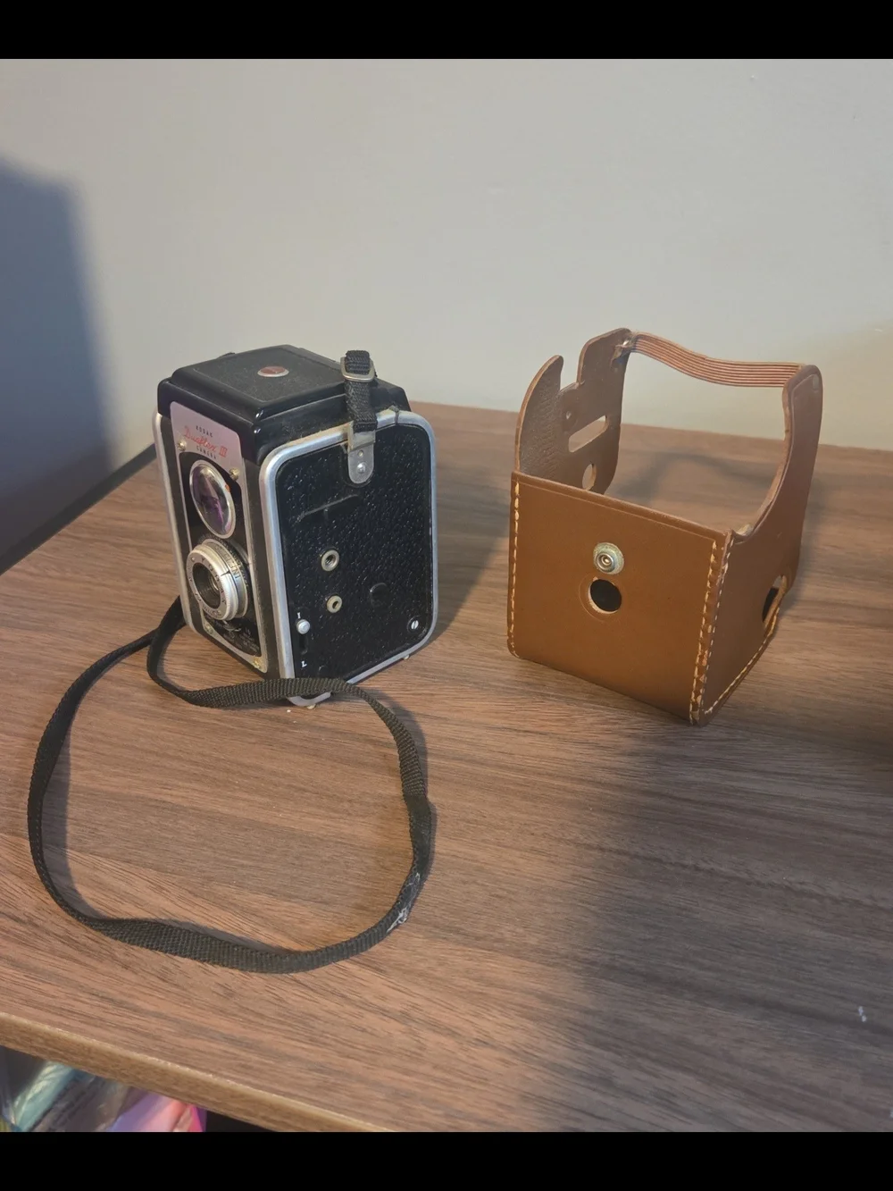 Kodak Duaflex III Black Camera with Tan Leather Case
